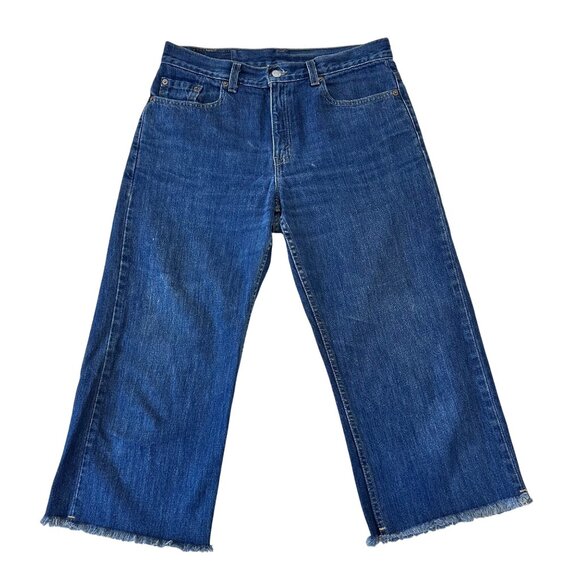 Levis Womens 577 Lower Rise Loose Fit Crop Vtg Y2K Size 10 Mis M Blue USA Made - Picture 1 of 13